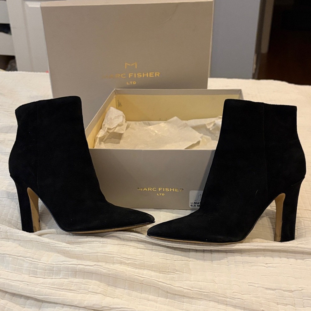Marc Fisher Black Suede Heeled Boots